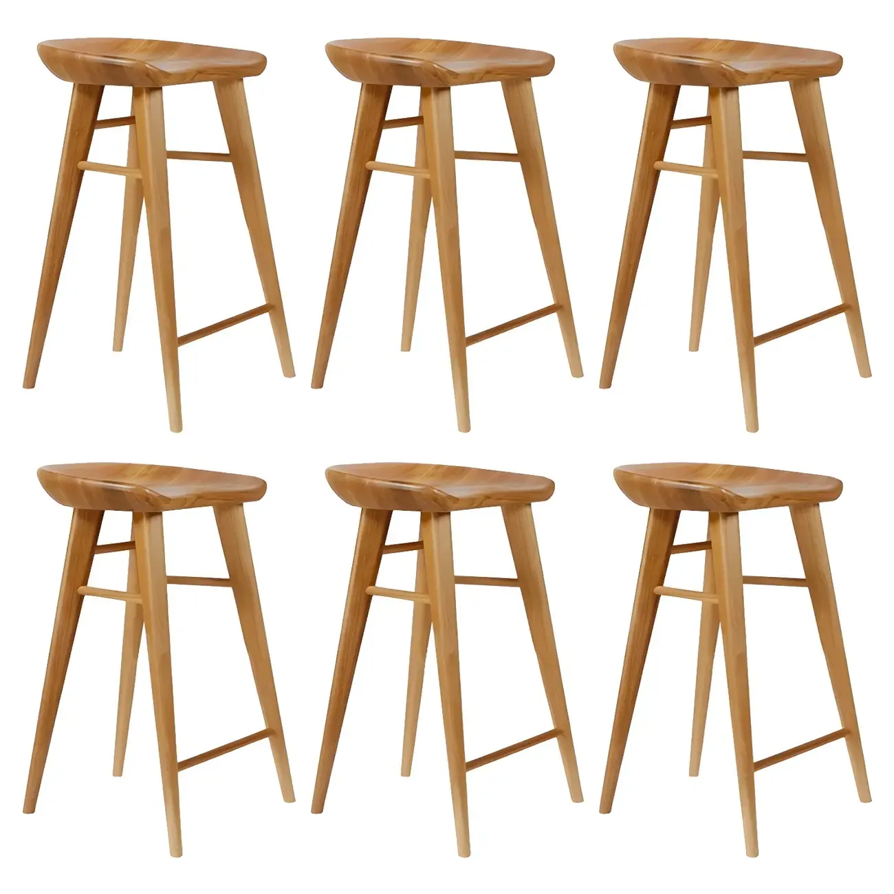 Counter Height Modern Wood Backless Bar Stool Image - 16
