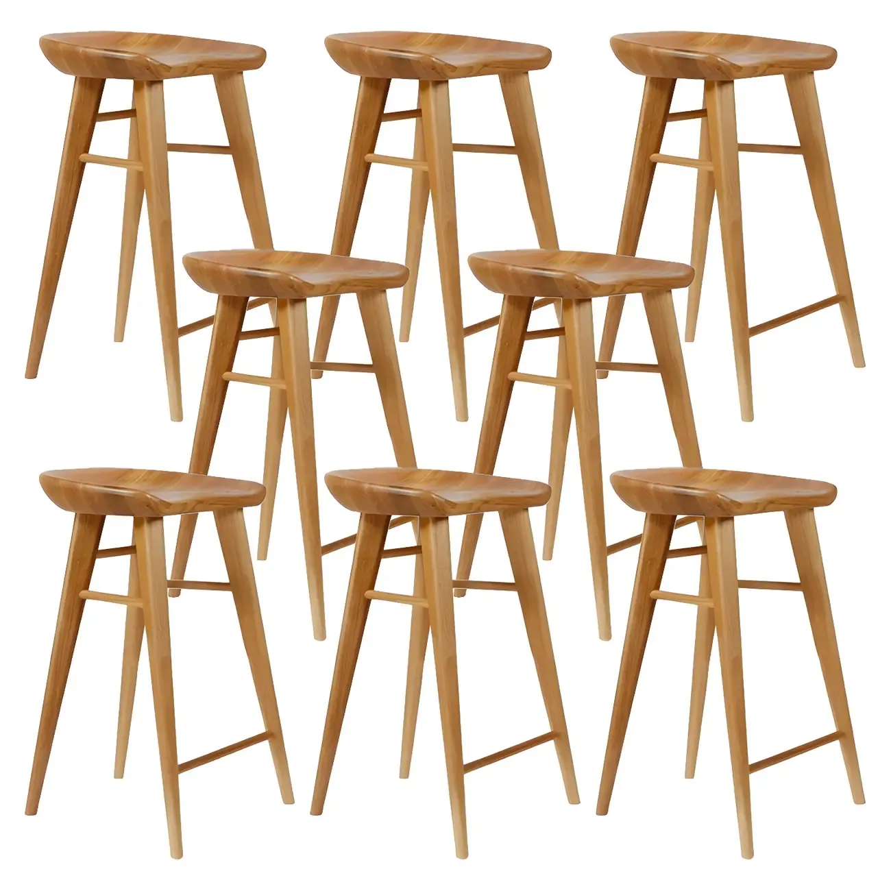 Counter Height Modern Wood Backless Bar Stool Image - 17