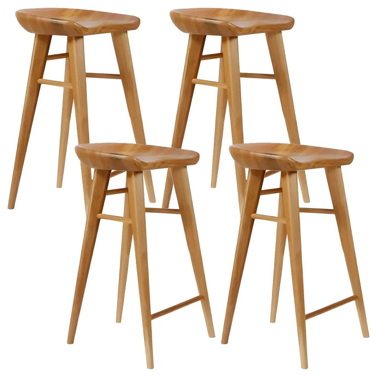 Counter Height Modern Wood Backless Bar Stool Image - 19