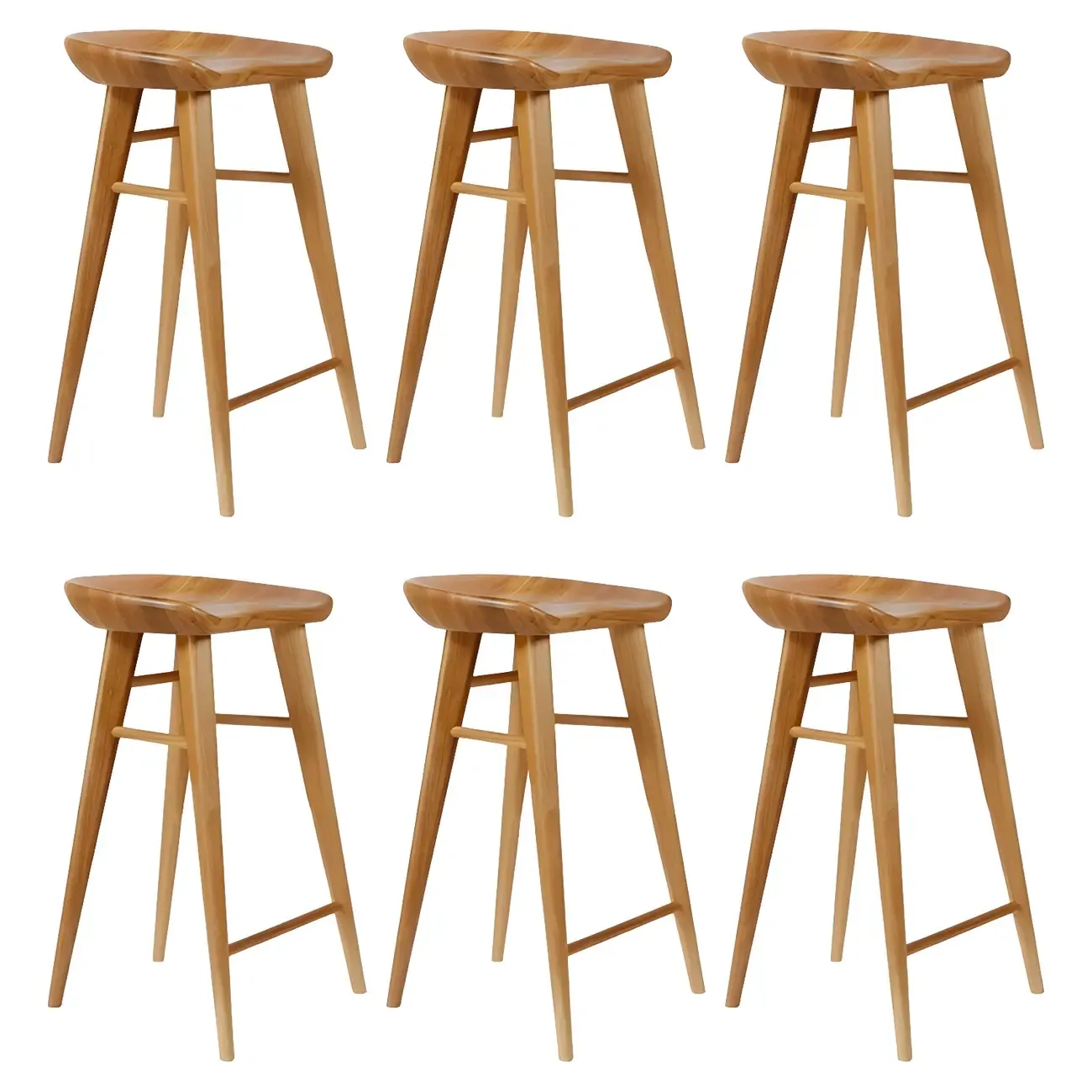 Counter Height Modern Wood Backless Bar Stool Image - 20