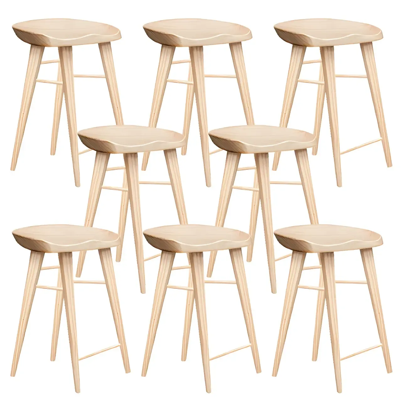 Counter Height Modern Wood Backless Bar Stool Image - 25