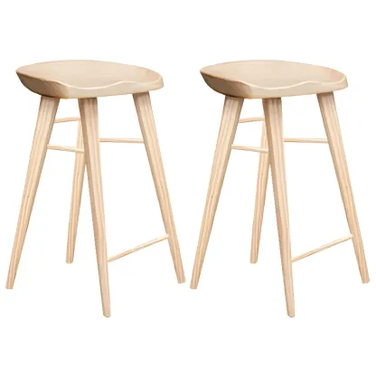 Counter Height Modern Wood Backless Bar Stool Image - 26