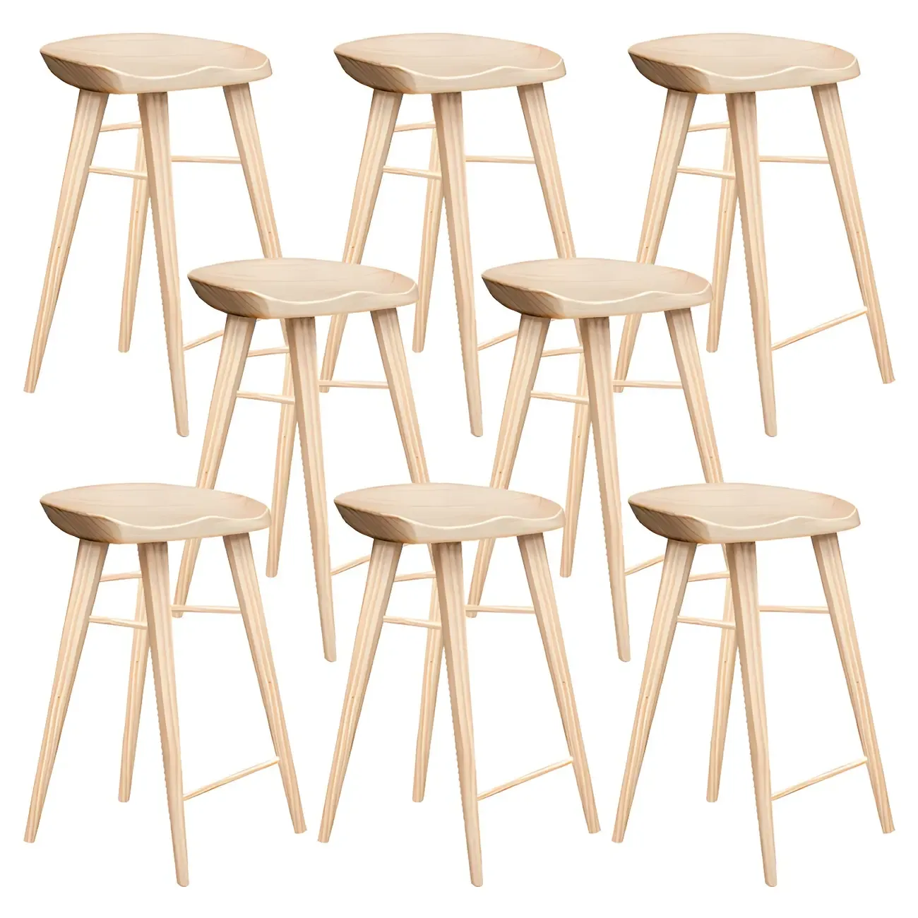 Counter Height Modern Wood Backless Bar Stool Image - 29