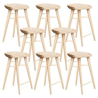 Counter Height Modern Wood Backless Bar Stool Image - 29