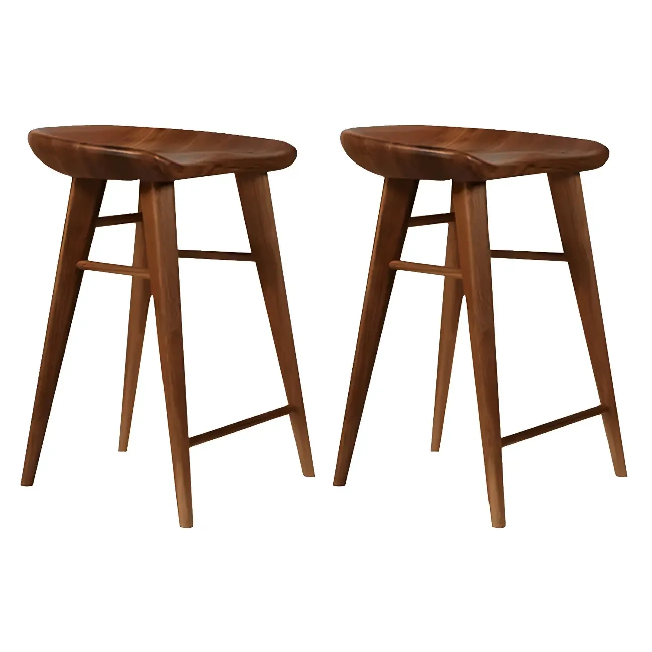 Counter Height Modern Wood Backless Bar Stool Image - 1