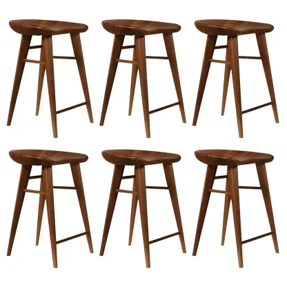 Counter Height Modern Wood Backless Bar Stool Image - 31