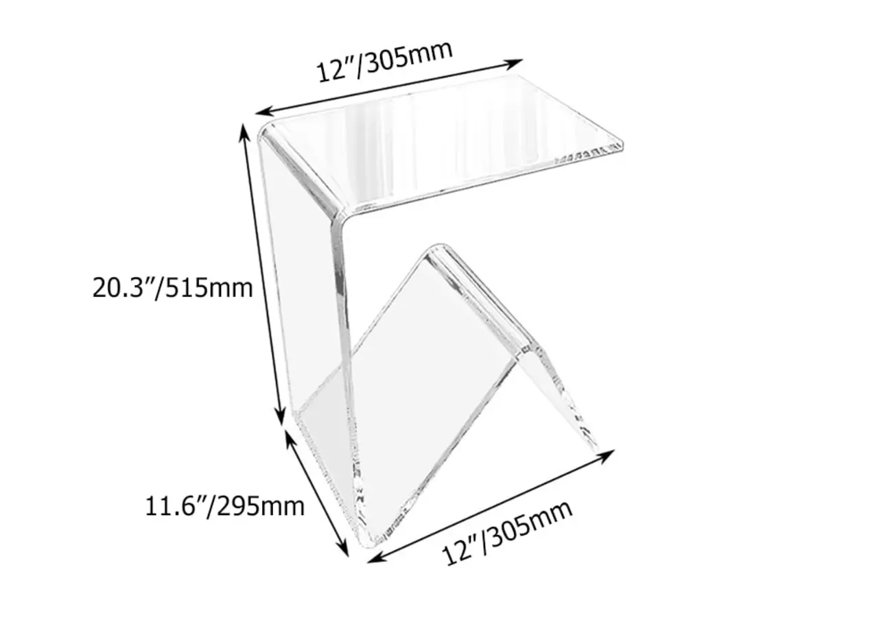 Abstract Acrylic C-shaped End Table in Black/Clear Image - 11 | homeyfad