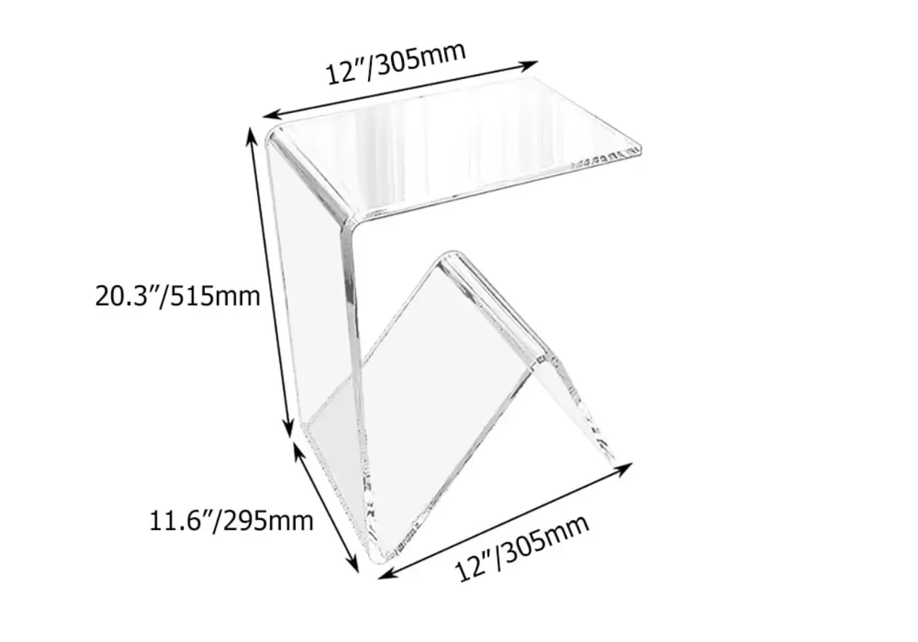 Abstract Acrylic C-shaped End Table in Black/Clear Image - 11