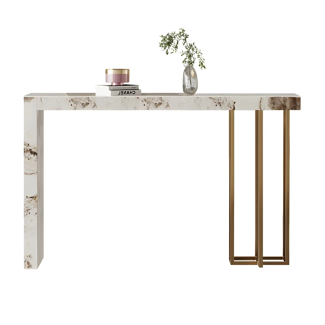 Glam Pandora Gold Stone Rectangular Bar Tables Image - 5 | homeyfad