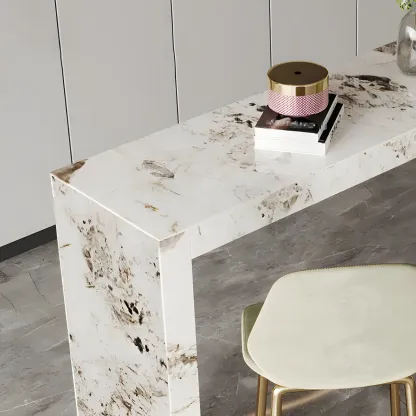 Glam Pandora Gold Stone Rectangular Bar Tables Image - 6