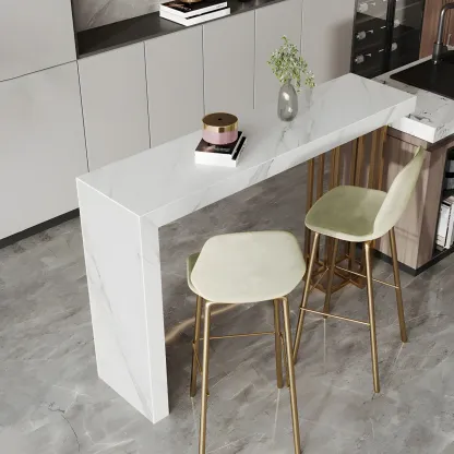 Glam Pandora Gold Stone Rectangular Bar Tables Image - 10