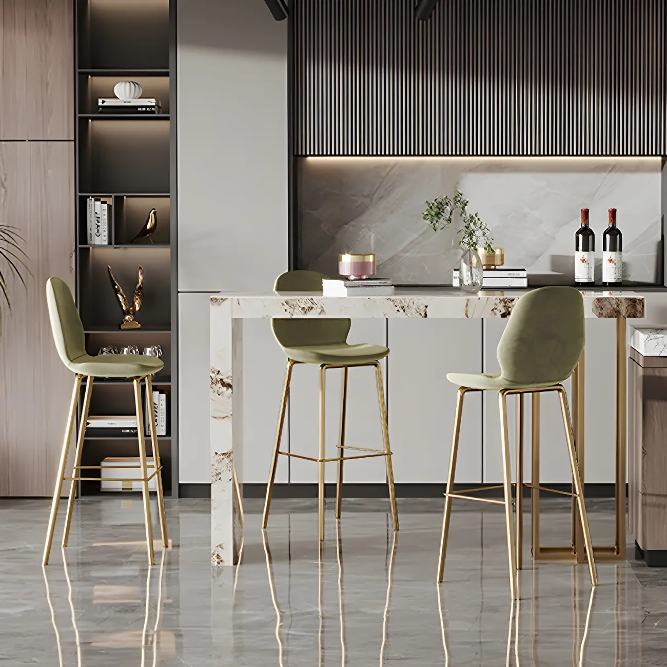 Glam Pandora Gold Stone Rectangular Bar Tables Image - 11 | homeyfad