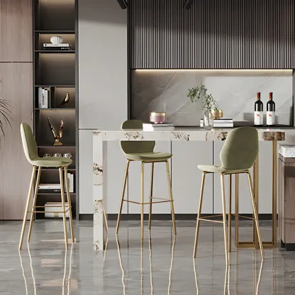 Glam Pandora Gold Stone Rectangular Bar Tables Image - 11