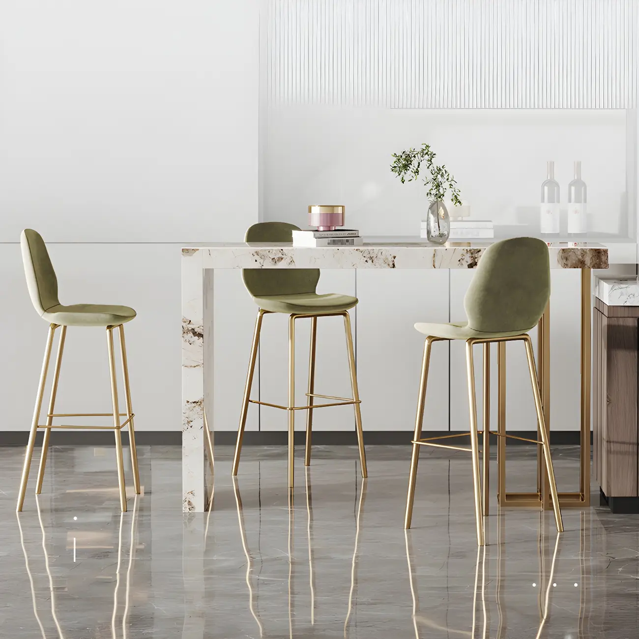 Glam Pandora Gold Stone Rectangular Bar Tables Image - 13 | homeyfad