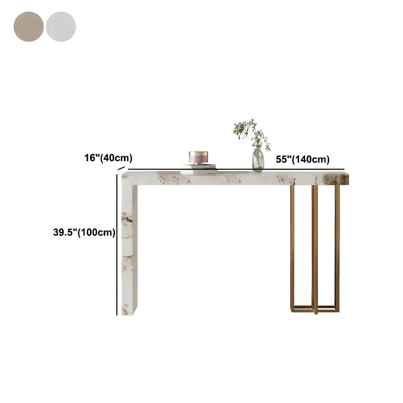 Glam Pandora Gold Stone Rectangular Bar Tables Image - 15