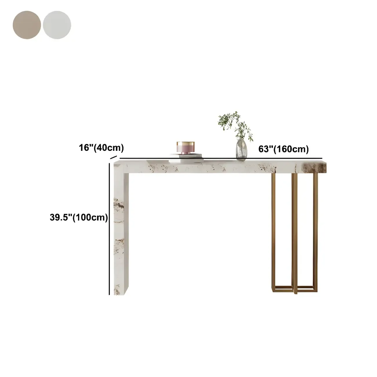 Glam Pandora Gold Stone Rectangular Bar Tables Image - 16