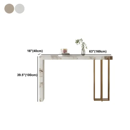 Glam Pandora Gold Stone Rectangular Bar Tables Image - 16