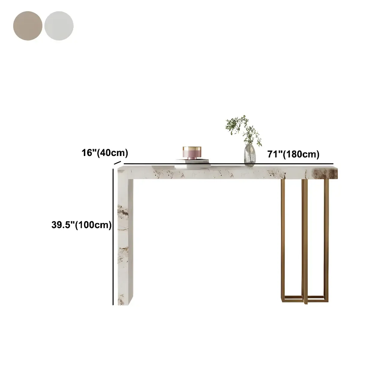 Glam Pandora Gold Stone Rectangular Bar Tables Image - 17