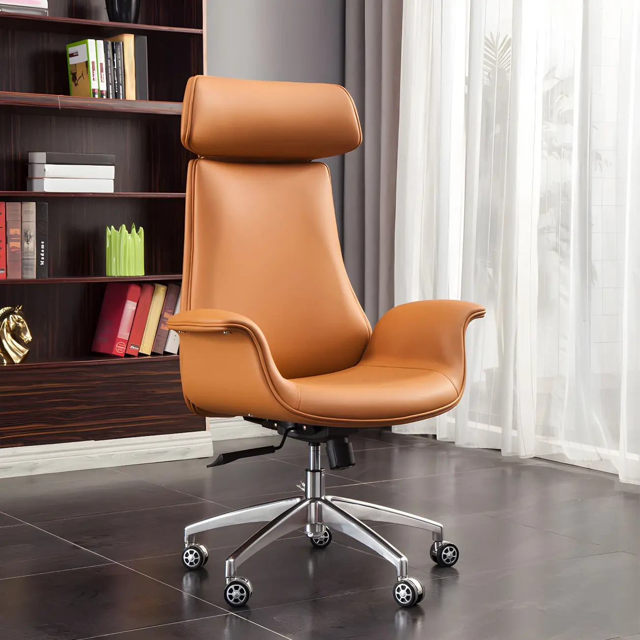Ergonomic Adjustable Swivel Office Chair With Headrest Image - 12 | homeyfad