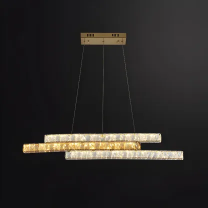 Modish 3-Tier Crystal LED Linear Pendant Light Image - 8