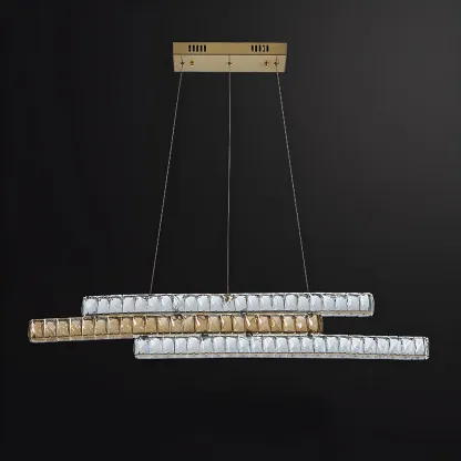 Modish 3-Tier Crystal LED Linear Pendant Light Image - 10