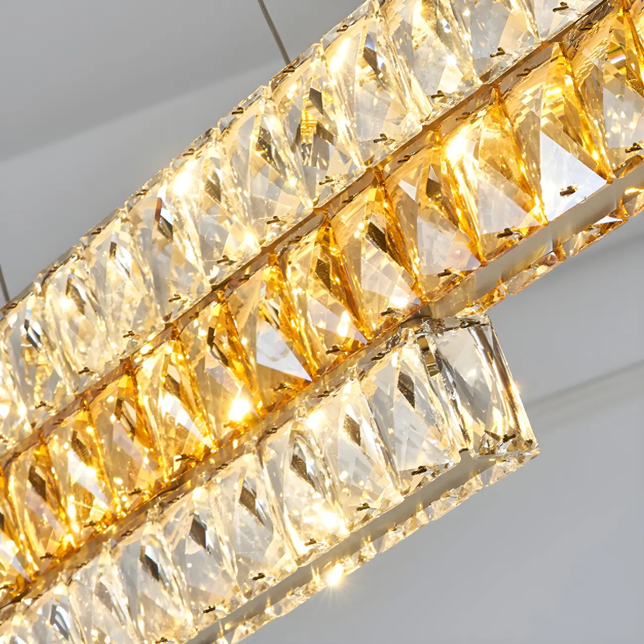 Modish 3-Tier Crystal LED Linear Pendant Light Image - 14 | homeyfad