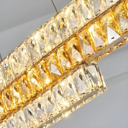 Modish 3-Tier Crystal LED Linear Pendant Light Image - 14