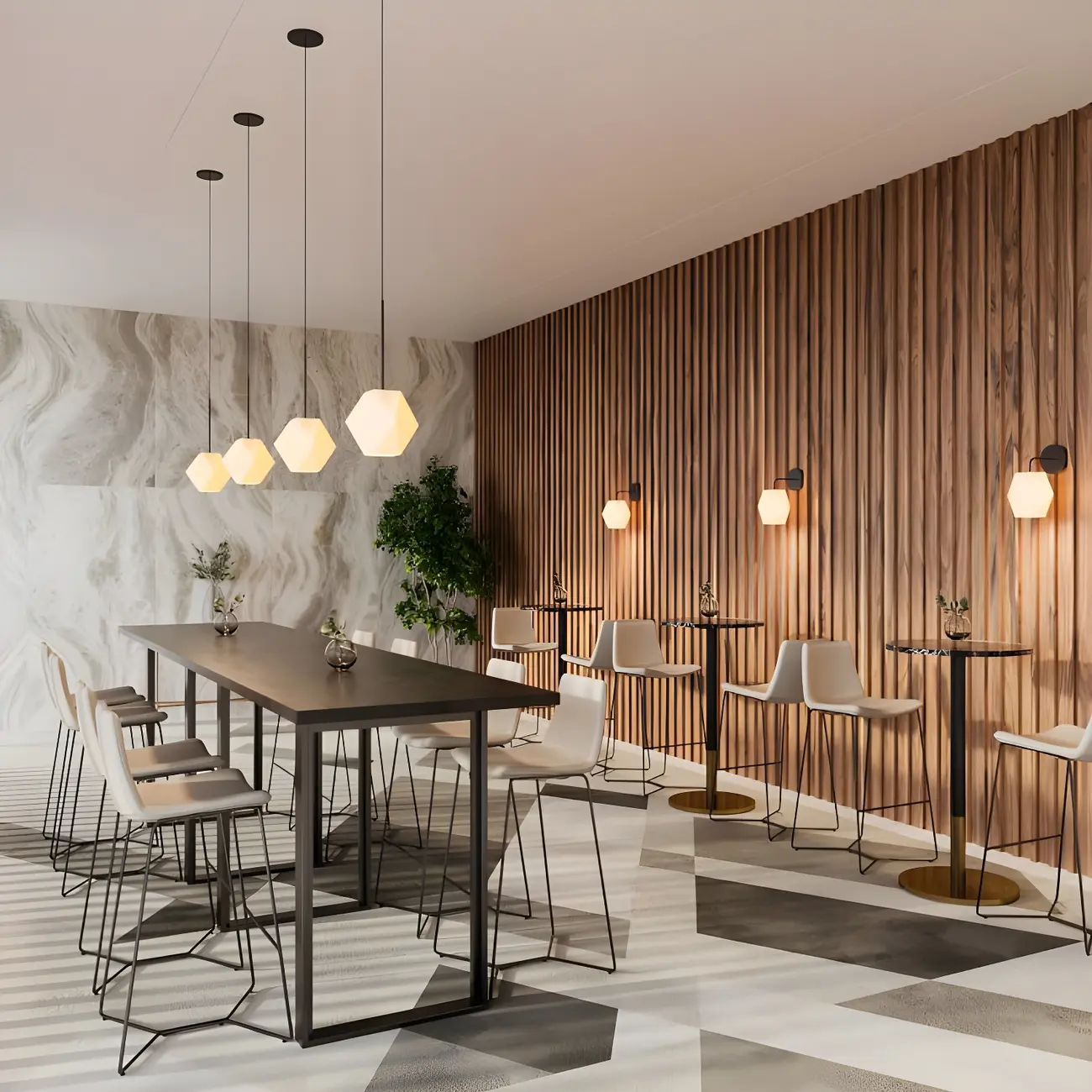 Industrial Walnut Rectangular Large Dining Bar Table Image - 2 | homeyfad