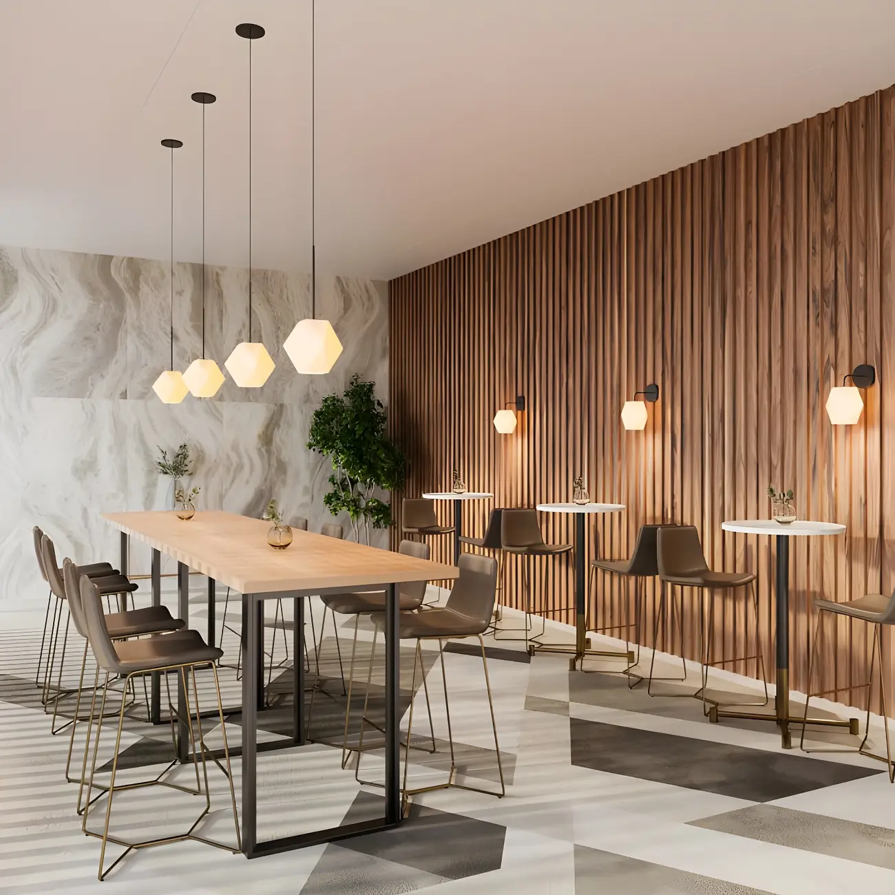 Industrial Walnut Rectangular Large Dining Bar Table Image - 4 | homeyfad