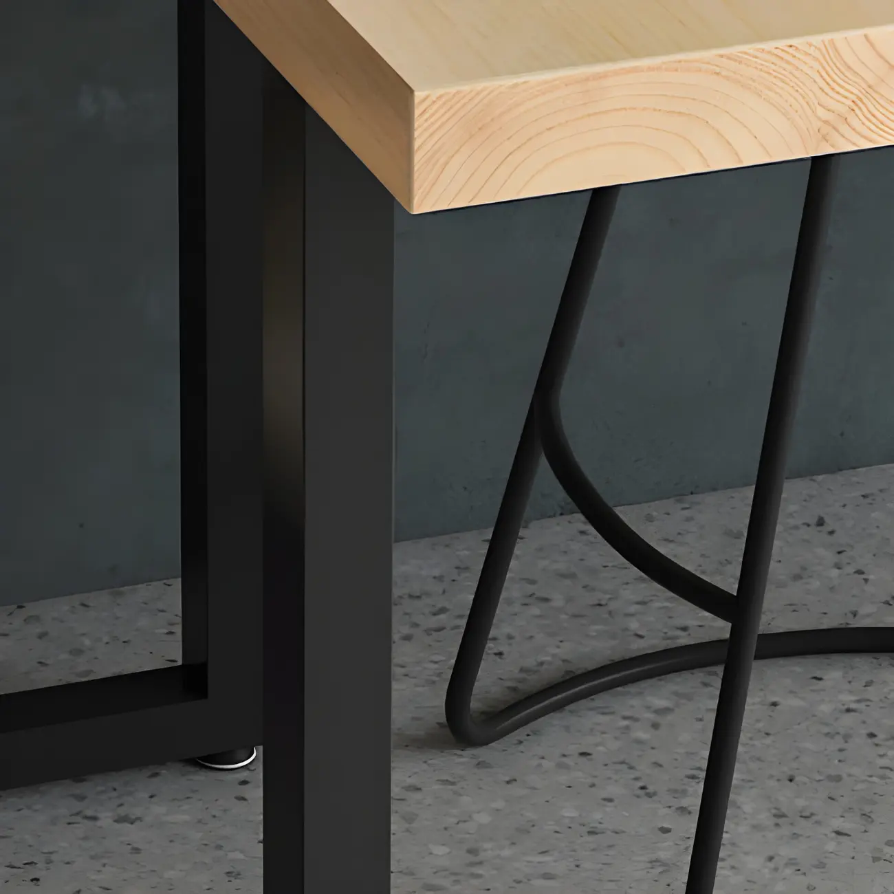 Industrial Walnut Rectangular Large Dining Bar Table Image - 8 | homeyfad