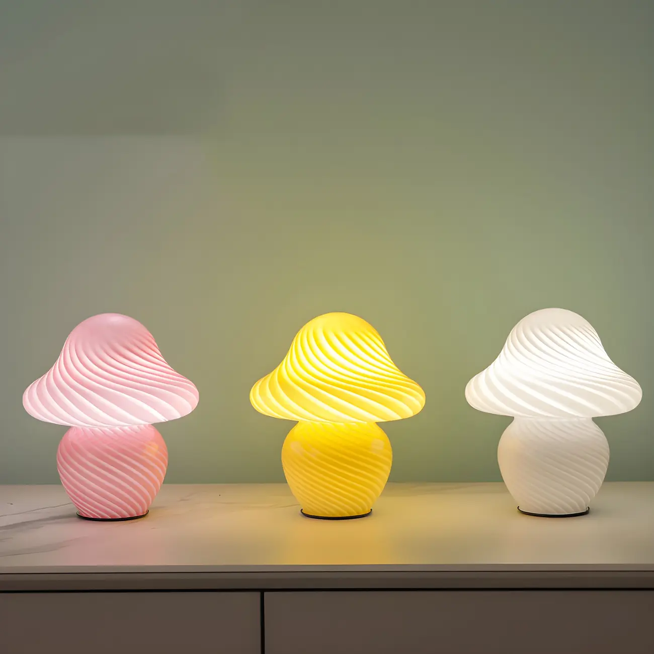 Cute Mushroom Shape Glass Kids Lamp LED for Bedroom | homeyfad