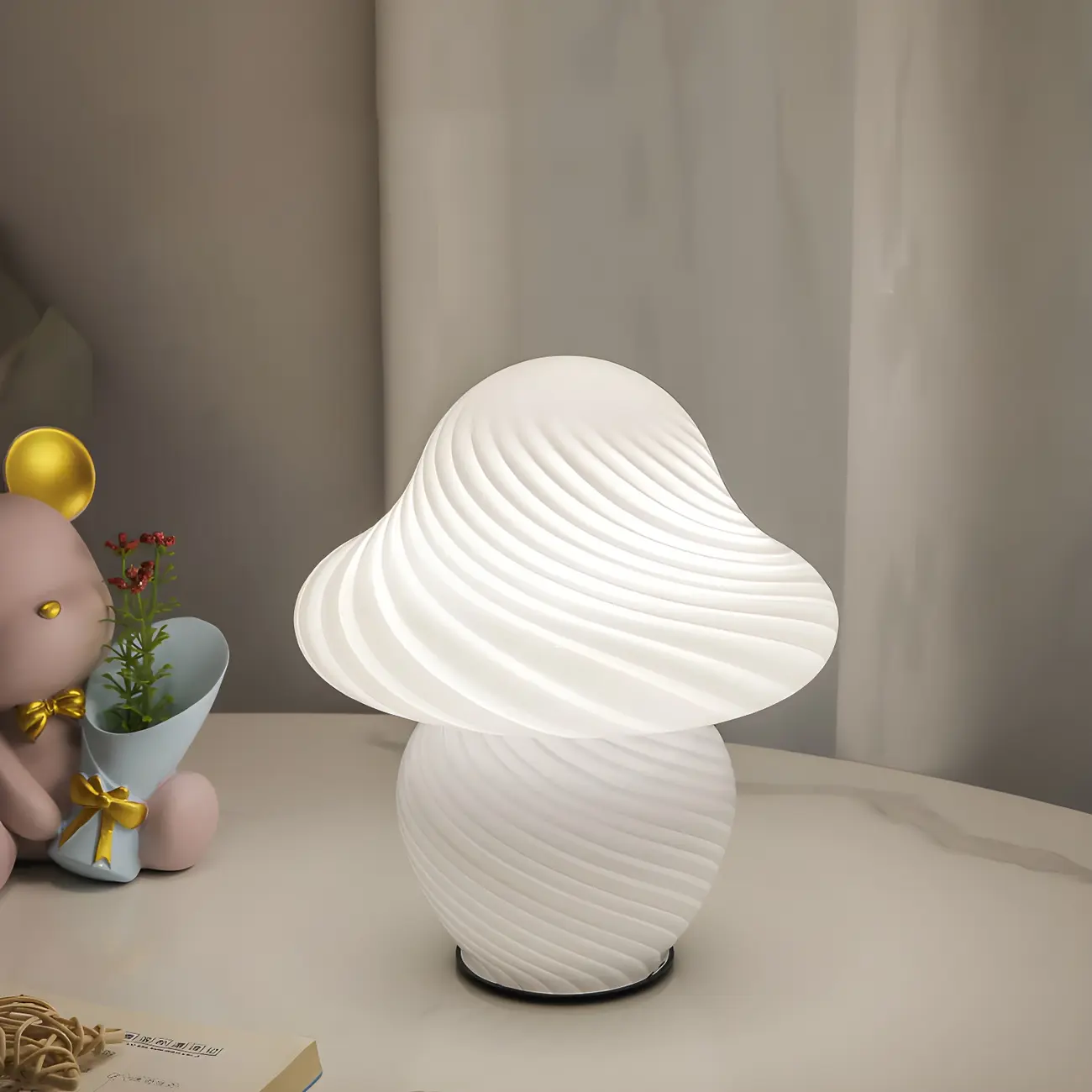 Cute Mushroom Shape Glass Kids Lamp LED for Bedroom | homeyfad