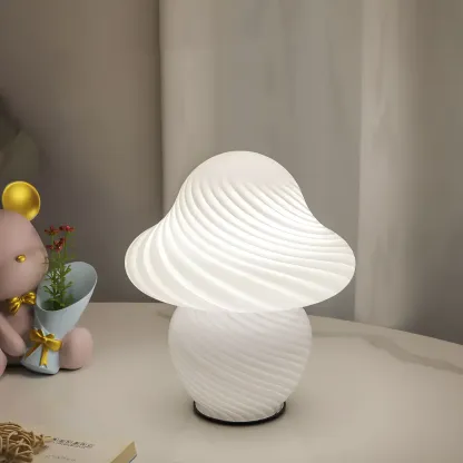 Cute Mushroom Shape Glass Kids Lamp LED for Bedroom