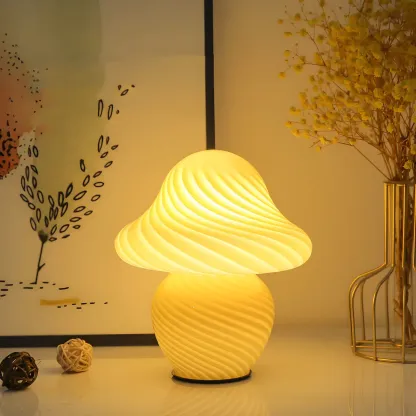 Cute Mushroom Shape Glass Kids Lamp LED for Bedroom