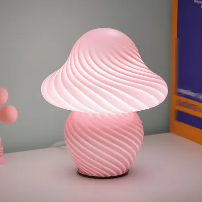 Cute Mushroom Shape Glass Kids Lamp LED for Bedroom