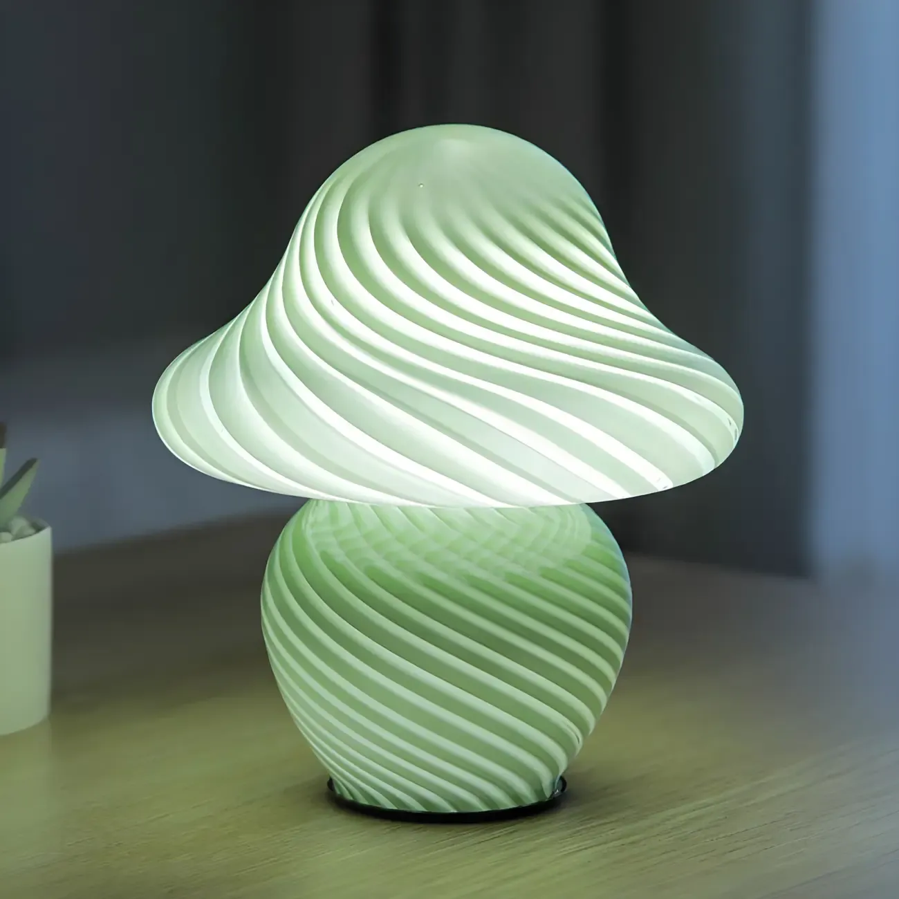 Cute Mushroom Shape Glass Kids Lamp LED for Bedroom
