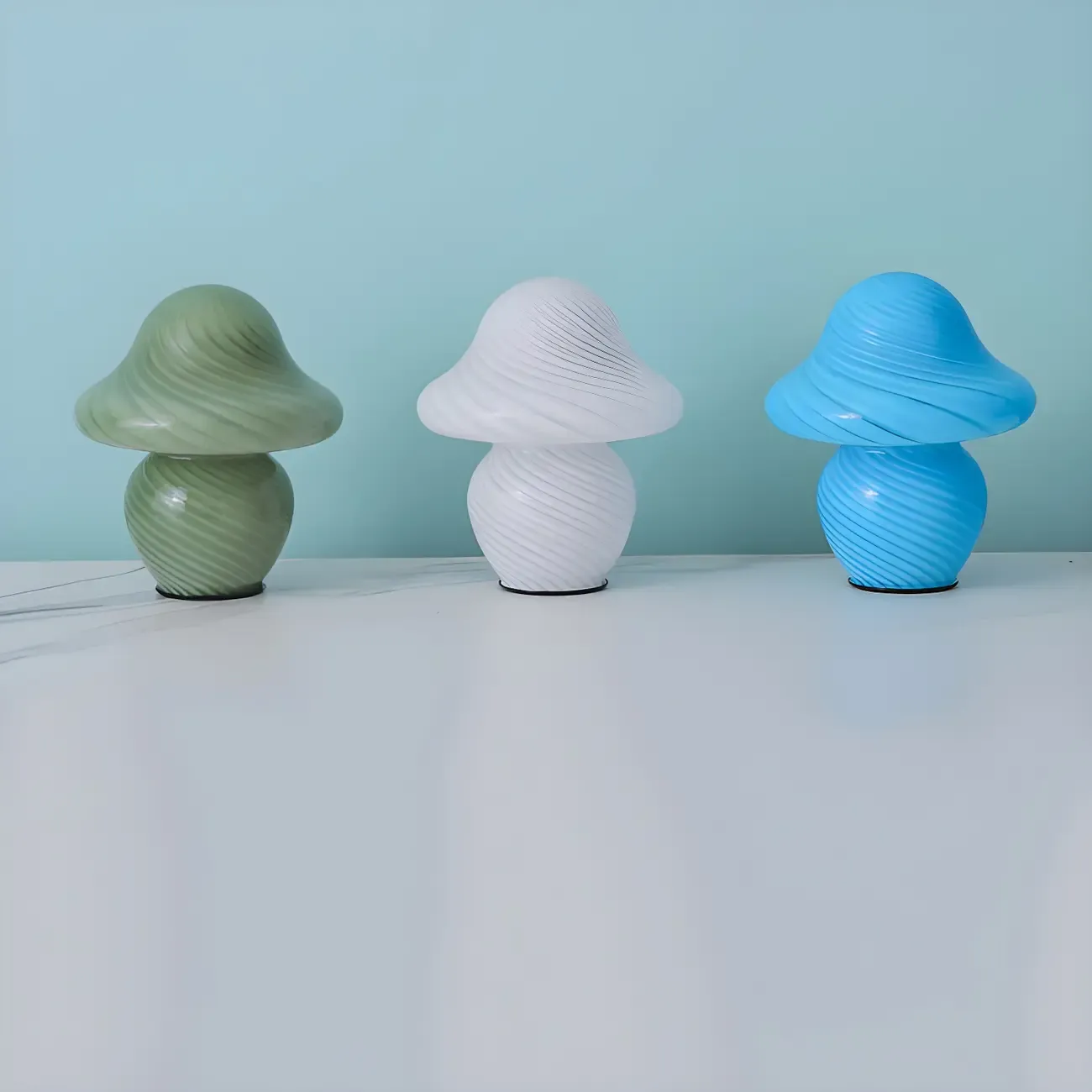Cute Mushroom Shape Glass Kids Lamp LED for Bedroom