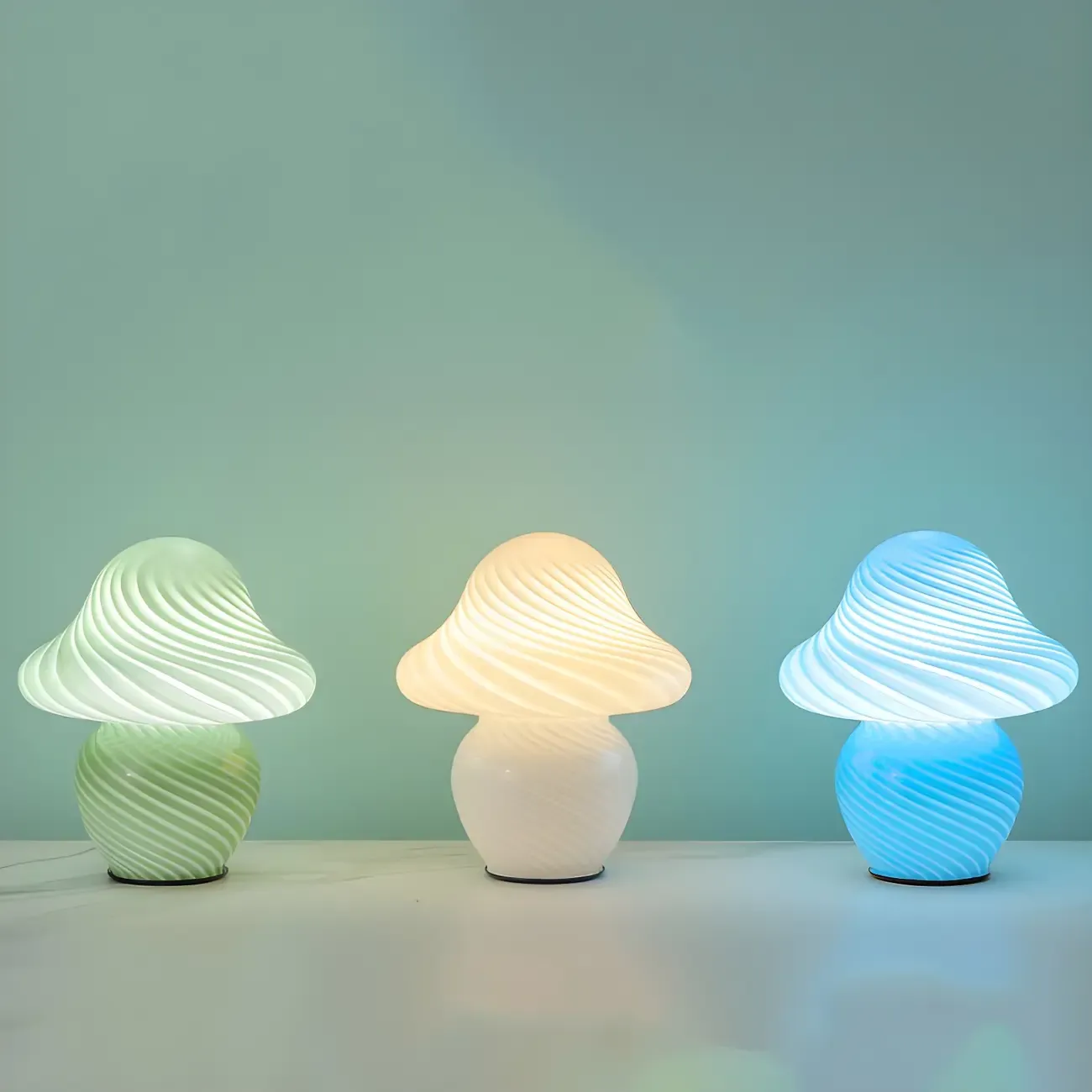 Cute Mushroom Shape Glass Kids Lamp LED for Bedroom