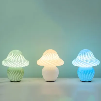 Cute Mushroom Shape Glass Kids Lamp LED for Bedroom