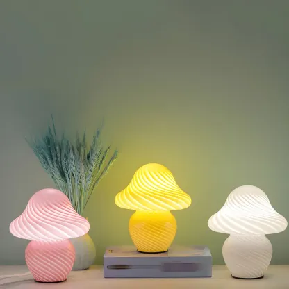 Cute Mushroom Shape Glass Kids Lamp LED for Bedroom