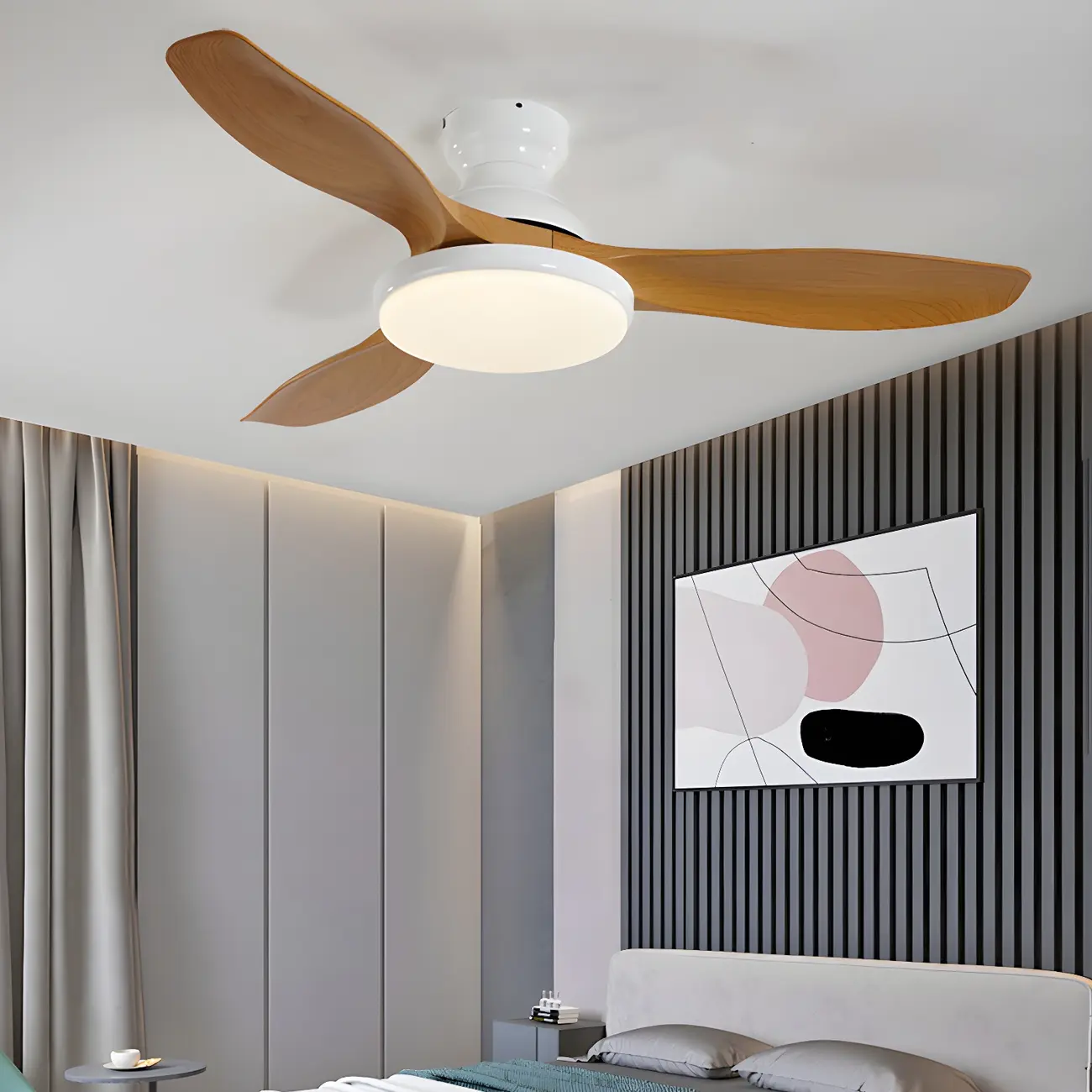 Kids Room Wood Blade LED Ceiling Fan with Light Image - 1 | homeyfad