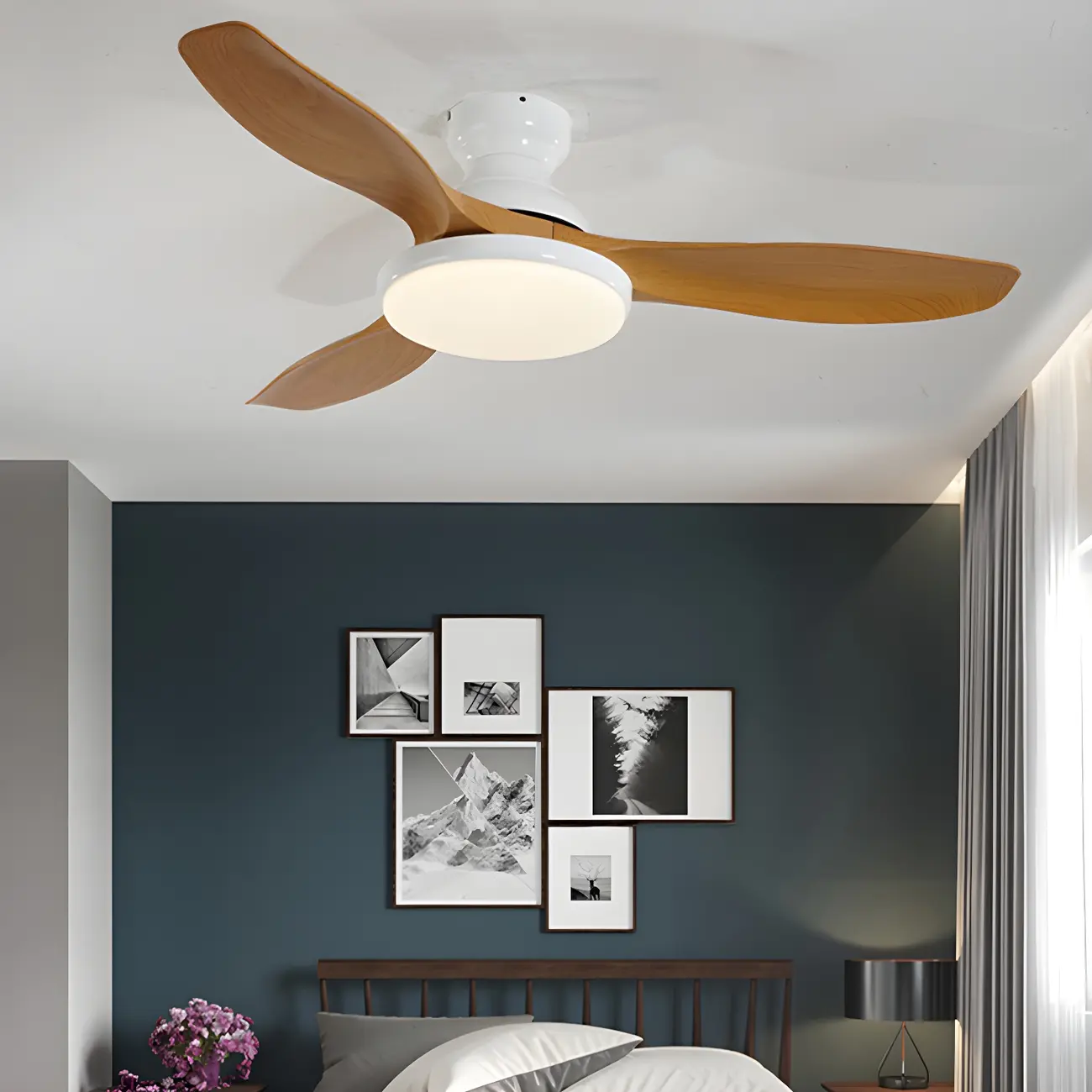 Kids Room Wood Blade LED Ceiling Fan with Light Image - 2 | homeyfad