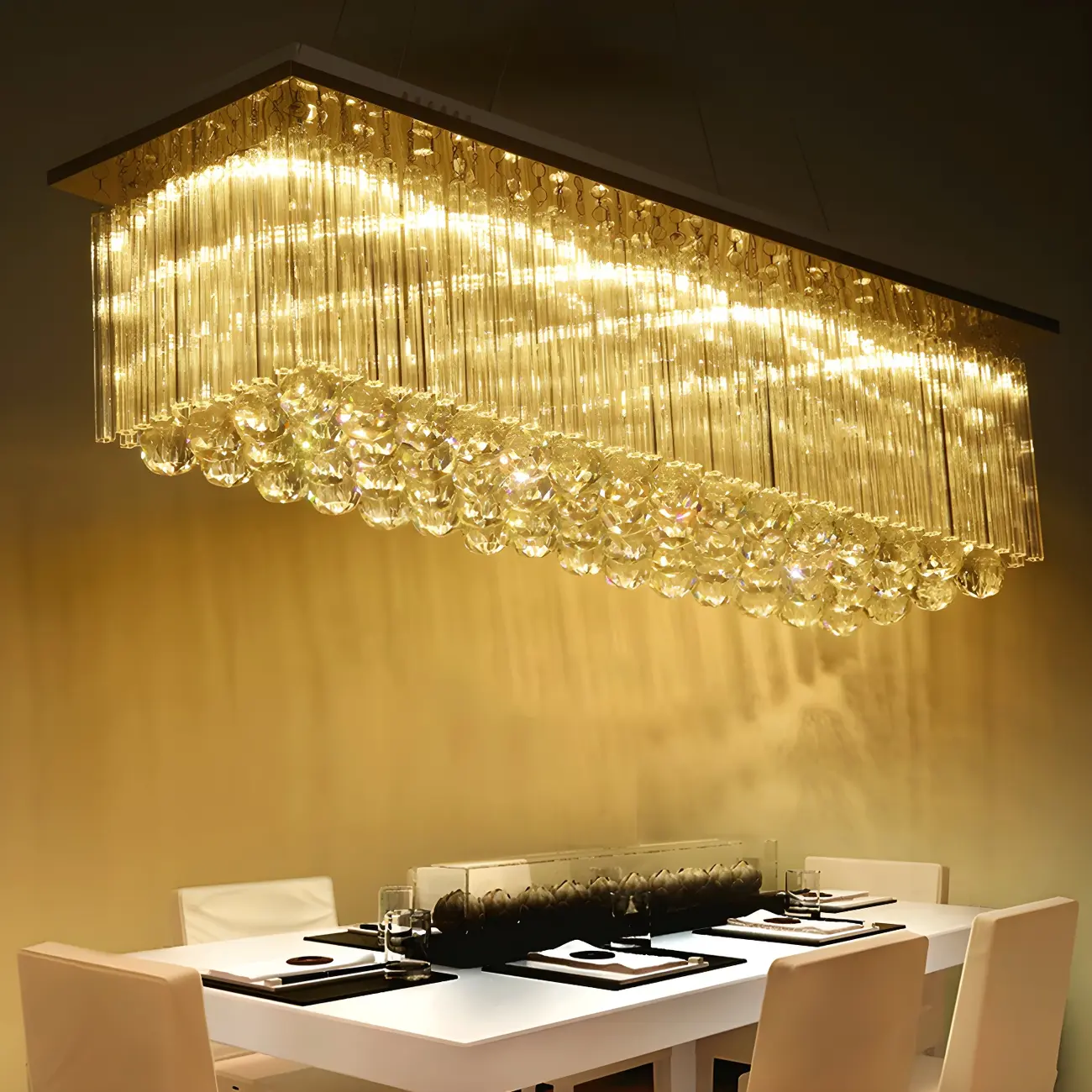 Luxurious Crystal LED Rectangular Pendant Light Image - 5 | homeyfad