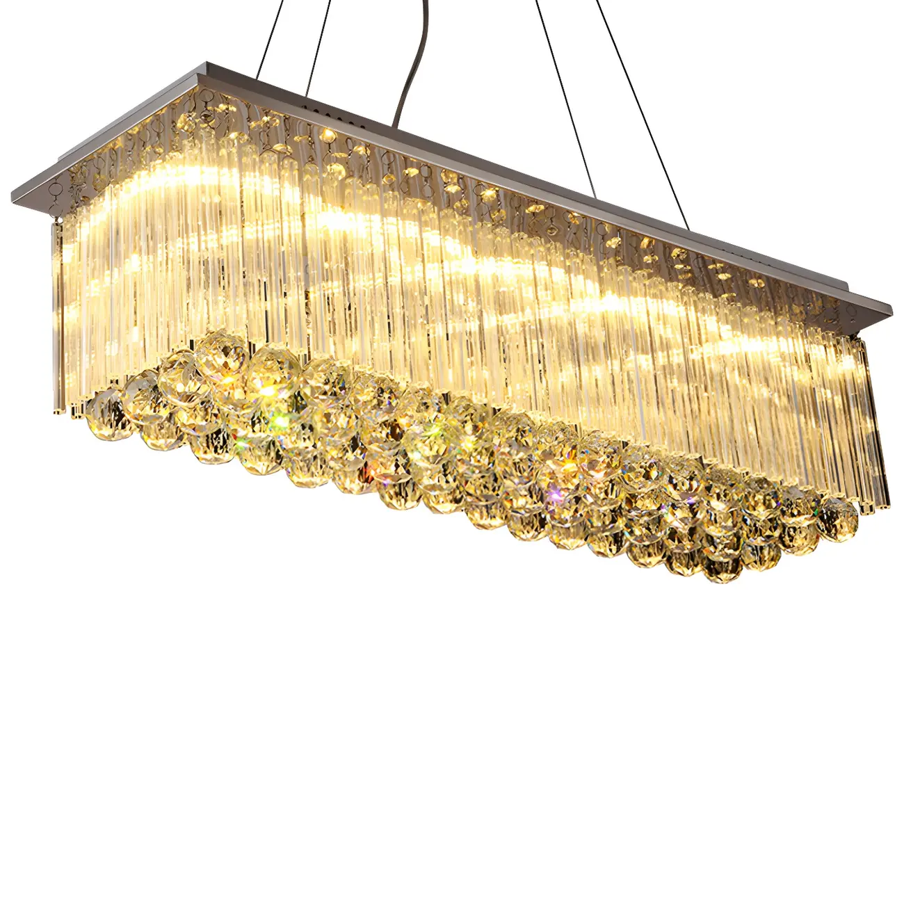 Luxurious Crystal LED Rectangular Pendant Light Image - 8 | homeyfad