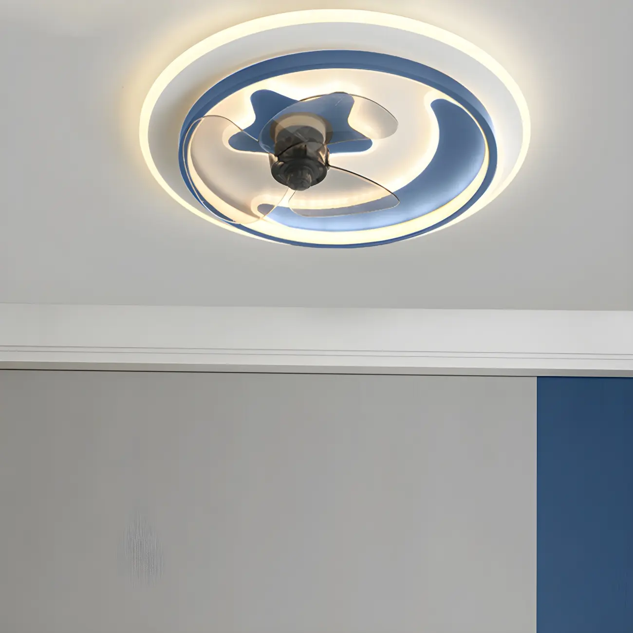 3-Blade Flush Mount LED Ceiling Fan with Light for Kids Image - 2 | homeyfad