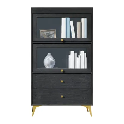 Modern Wooden Closed Back Bookcase with Doors