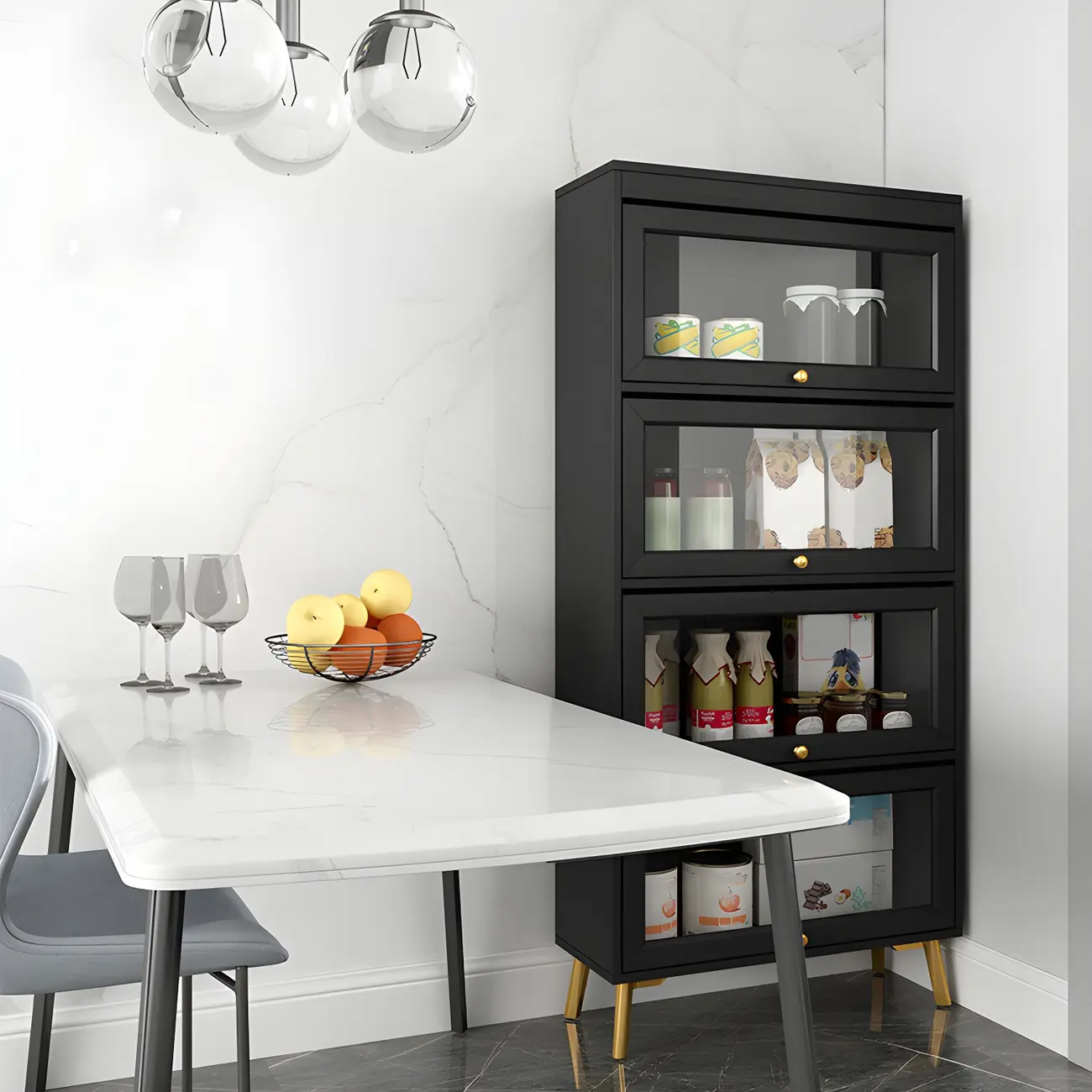 Modern Wooden Closed Back Bookcase with Doors | homeyfad