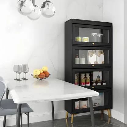 Modern Wooden Closed Back Bookcase with Doors