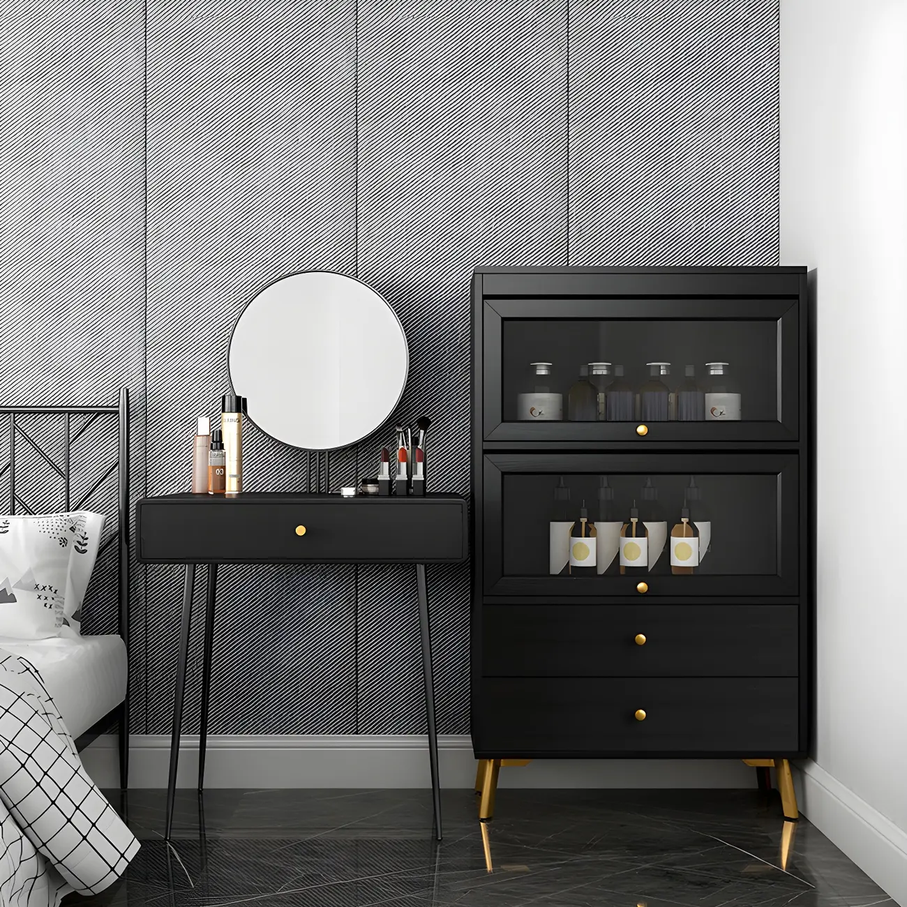 Modern Wooden Closed Back Bookcase with Doors | homeyfad