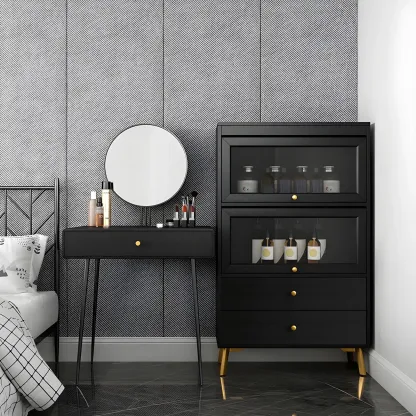 Modern Wooden Closed Back Bookcase with Doors